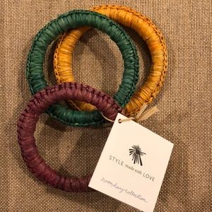Raffia Bangles, Set of 3